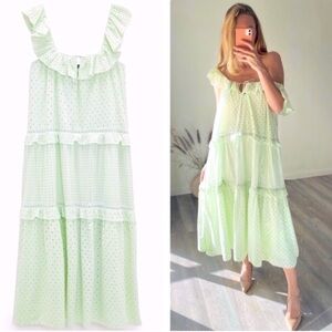 NWT ZARA OPENWORK EMBROIDERED DRESS. Size L.